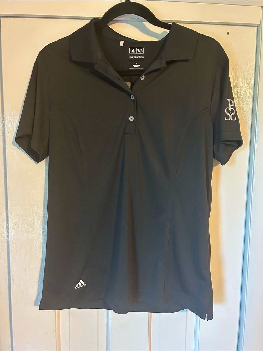 adidas Women's Black Short Sleeve Polo Tee